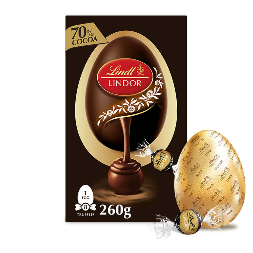 Lindt LINDOR 70% Dark Chocolate Easter Egg 260g